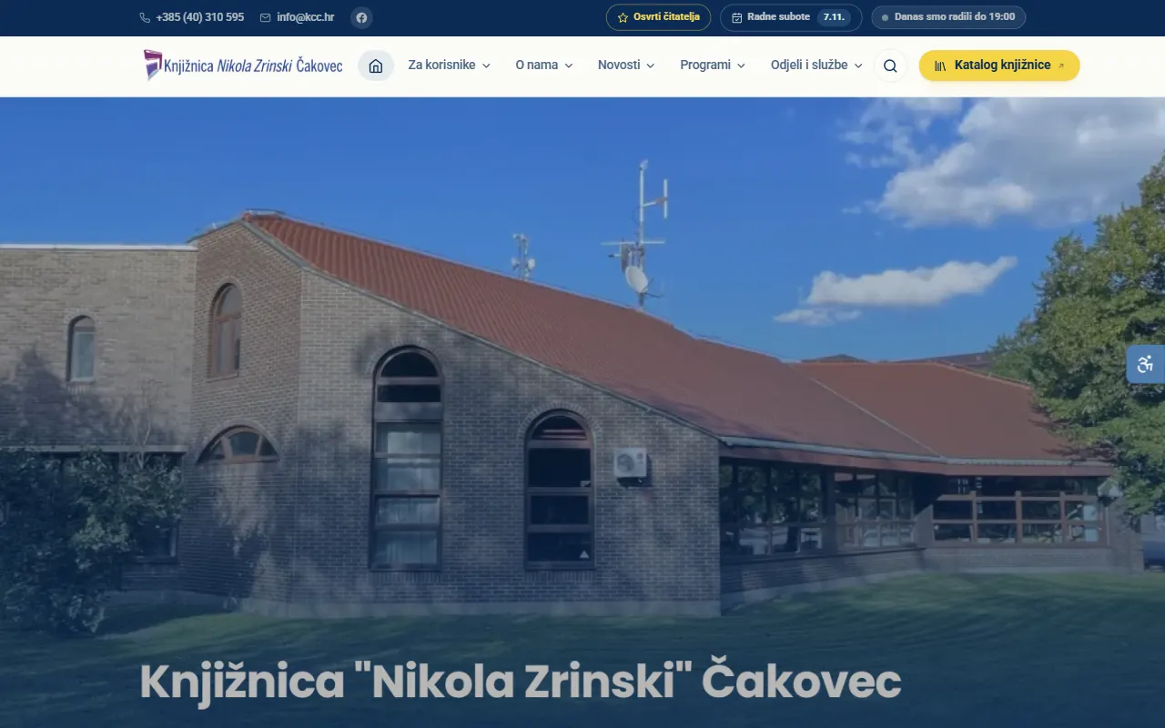 Naslovnica weba Knjižnica „Nikola Zrinski” Čakovec