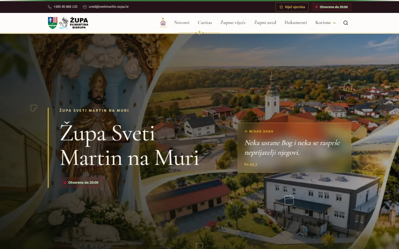 Naslovnica weba Župa Sveti Martin na Muri