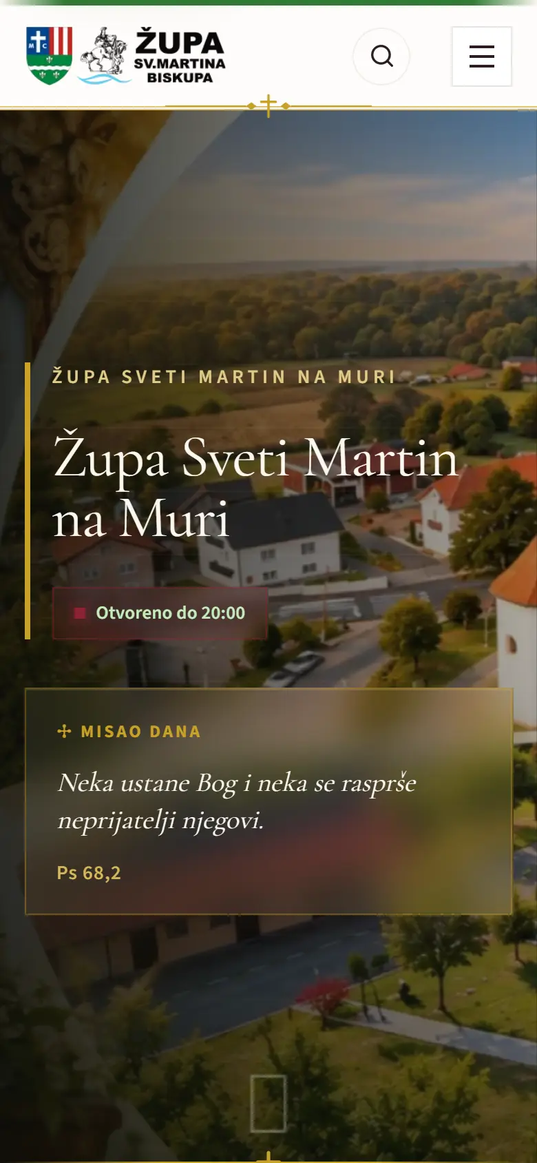 Naslovnica weba Župa Sveti Martin na Muri na mobitelu