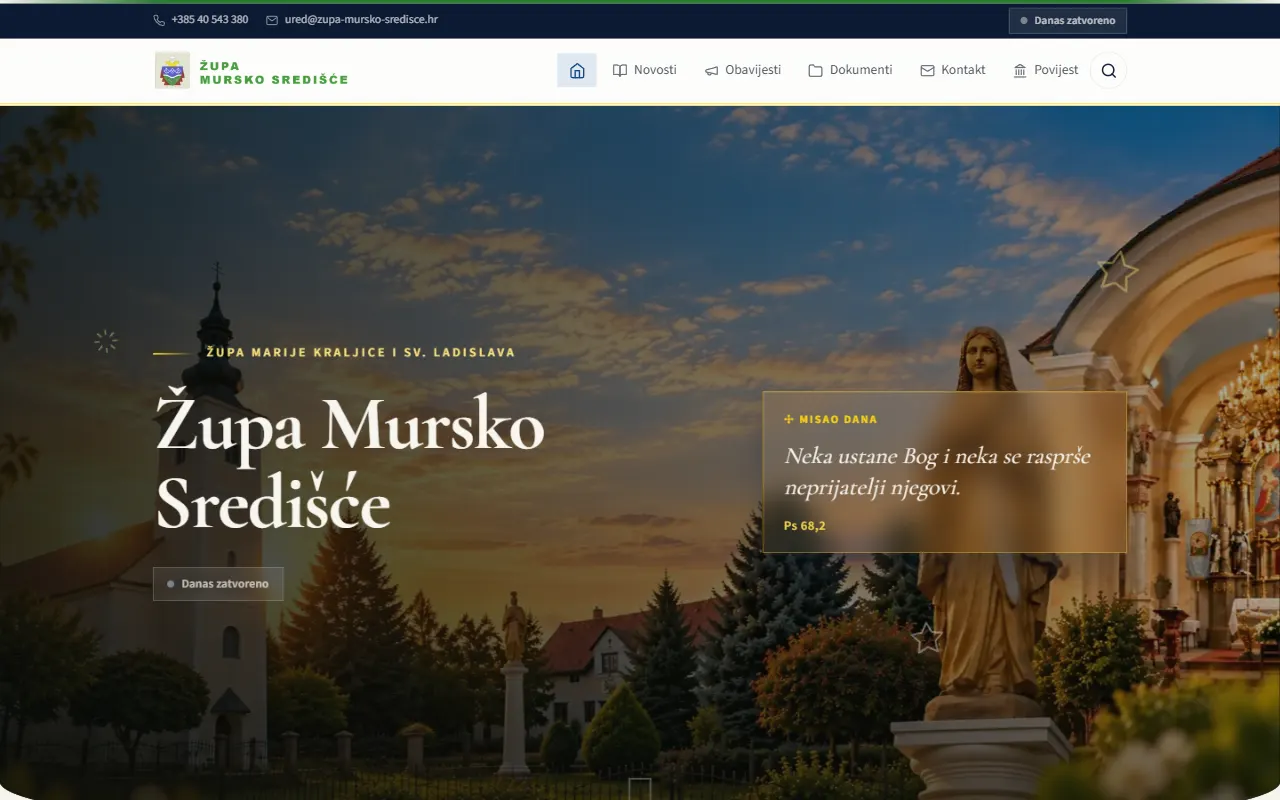 Naslovnica weba Župa Marije Kraljice i sv. Ladislava